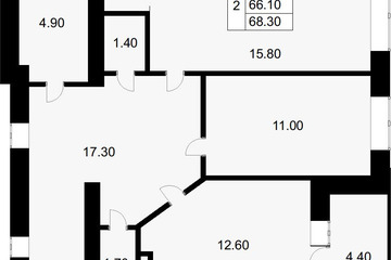 2-к квартира, 68,3 м², 3/7 эт.