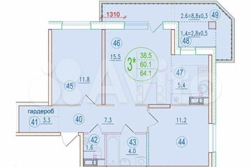 3-к квартира, 64 м², 5/12 эт.