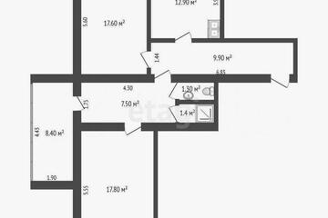 2-к квартира, 68 м², 3/5 эт.