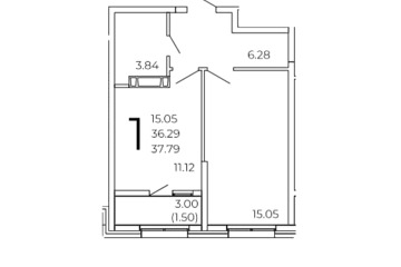 1-к квартира, 39,3 м², 21/25 эт.